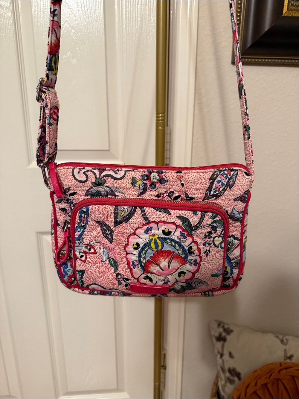 Vera Bradley Pink Floral Quilted Crossbody Bag